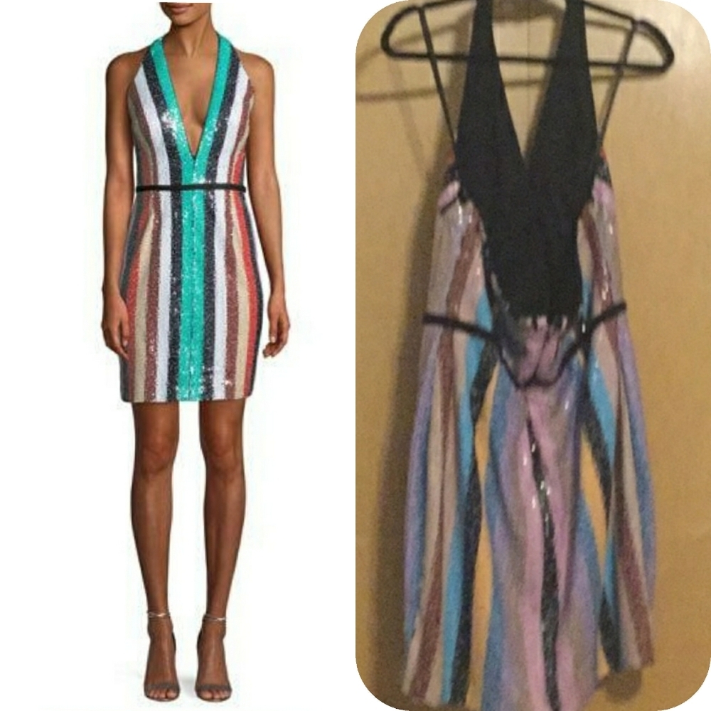 JOVANI Striped Mini Dress - Picture 3 of 12